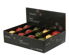 KI-000738 Boite de 12 boules en verre mat assorties D8cm