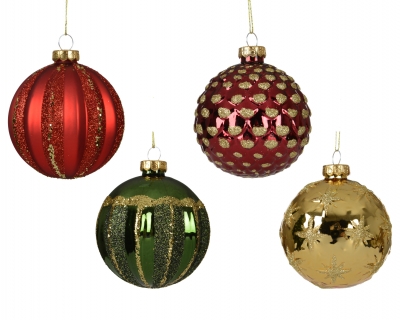 KI-000738 Box of 12 assorted glass balls D8cm