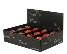 KI-000739 Box of 12 assorted red glass balls D10cm