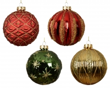 KI-000741 Boite de 12 boules en verre brillant assorties D10cm