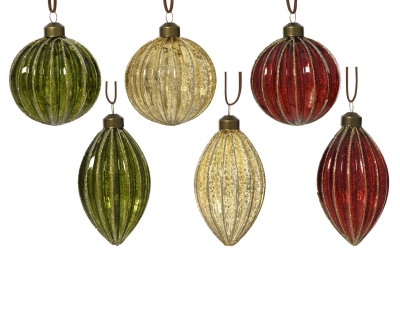 KI-000743 Boite de 12 boules en verre antique assorties D10cm