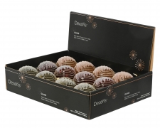 KI-000749 Boite de 12 boules en verre motif sapin assorties D8cm