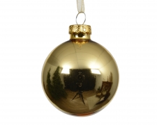 KI-000751 Boite de 12 boules en verre or brillant D8cm