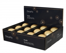 KI-000753 Boite de 12 boules en verre or mat D8cm
