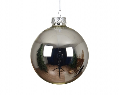 KI-000756 Boite de 12 boules en verre argent brillant D8cm