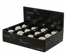 KI-000756 Boite de 12 boules en verre argent brillant D8cm