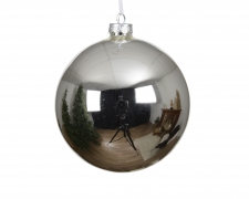 KI-000757 Box of 12 shiny silver glass balls D10cm