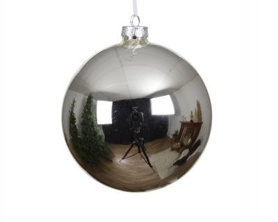 KI-000758 Boule en verre argent brillant D15cm