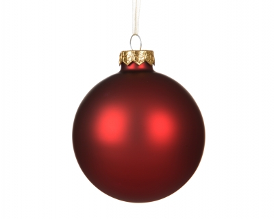 KI-000761 Box of 12 matte red glass balls D8cm
