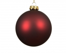 KI-000762 Boite de 12 boules en verre rouge mat D10cm