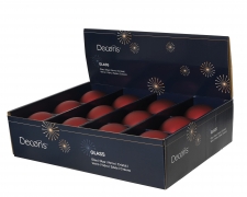 KI-000762 Boite de 12 boules en verre rouge mat D10cm