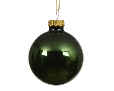 KI-000766 Box of 12 shiny green glass balls D10cm