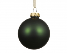 KI-000769 Boite de 12 boules en verre vert mat D10cm