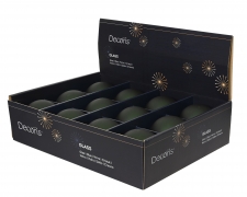 KI-000769 Boite de 12 boules en verre vert mat D10cm