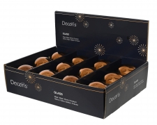 KI-000771 Boite de 12 boules en verre chocolat brillant D8cm
