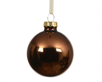 KI-000772 Boule en verre chocolat brillant D15cm