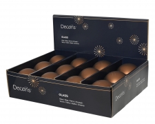 KI-000773 Box of 12 matte brown glass balls D8cm