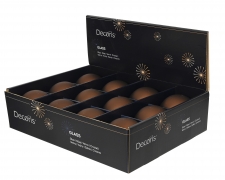 KI-000774 Boite de 12 boules en verre chocolat mat D10cm