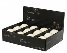 KI-000776 Boite de 12 boules en verre blanc brillant D8cm
