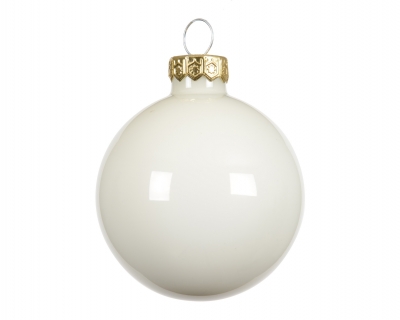 KI-000777 Boite de 12 boules en verre blanc brillant D10cm