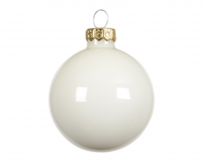 KI-000777 Boite de 12 boules en verre blanc brillant D10cm