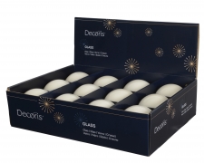 KI-000777 Box of 12 shiny white glass balls D10cm