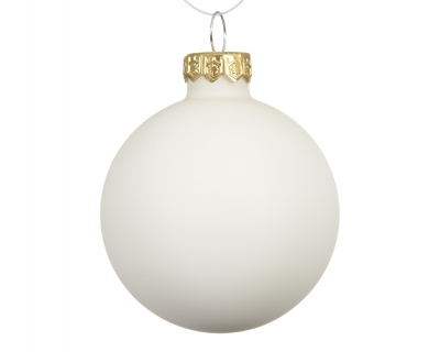 KI-000779 Boite de 12 boules en verre blanc mat D8cm
