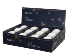 KI-000779 Boite de 12 boules en verre blanc mat D8cm