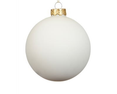 KI-000780 Boite de 12 boules en verre blanc mat D10cm
