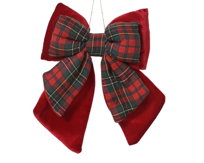 KI-000788 Noeud en velours rouge L18cm H23cm