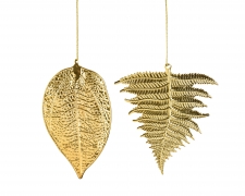 KI-000789 Pack of 4 gold hanging leaves assorted H10cm