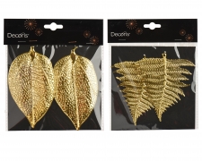 KI-000789 Paquet de 4 feuilles or assorti H10cm