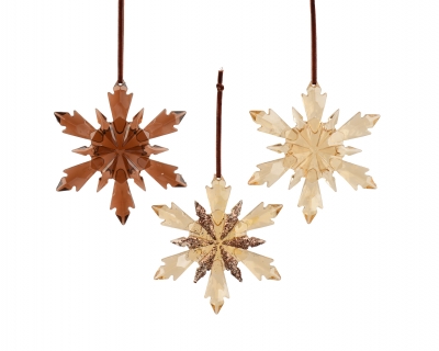 KI-000792 Flocon de neige brun � suspendre assorti H13cm