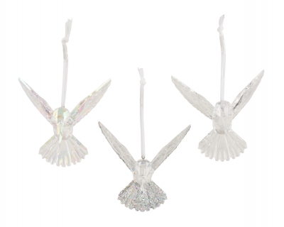 KI-000809 Assorted clear plastic hummingbird H9cm