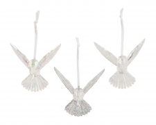 KI-000809 Oiseau colibri en plastique transparent assorti H9cm