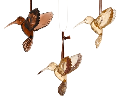 KI-000811 Oiseau colibri en plastique marron assorti H9cm
