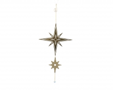 KI-000814 Duo d'&eacute;toiles en m&eacute;tal or &agrave; suspendre L20cm H45cm