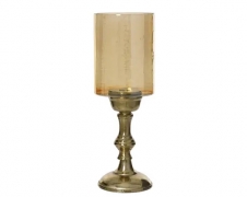 KI-000827 Photophore en aluminium et verre or D11cm H33cm