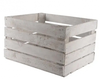 KI-000830 Used white wooden apple box 50x40cm H30cm
