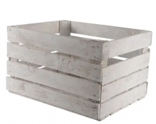 KI-000830 Used white wooden apple box 50x40cm H30cm