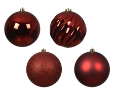 KI-000835 Box of 4 assorted red plastic balls D14cm