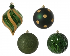KI-000837 Bo&icirc;te de 6 boules en plastique vert assorties D15cm