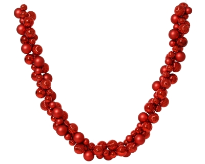 KI-000840 Guirlande de boules en plastique rouge D6cm L180cm