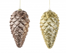 KI-000843 Assorted metallic-finish plastic pine cone H26cm