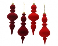 KI-000844 Suspension en velours rouge assortie D10cm H30cm