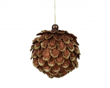 KI-000849 Bo&icirc;te de 12 pommes de pin en plastique marron D8cm