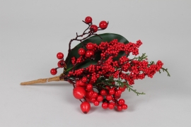 KI-000859 Bouquet de baies artificielles rouges H25cm