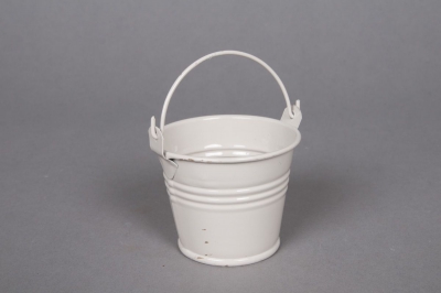 KM-000053 Seau en zinc ivoire D6cm H5.5cm