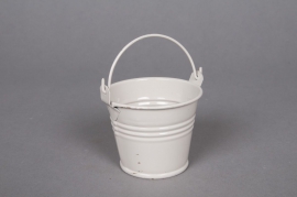 KM-000053 Seau en zinc ivoire D6cm H5.5cm