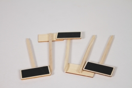 L9-000002 Paquet de 5 &eacute;tiquettes en bois et ardoise 6,1X3cm H14,4cm